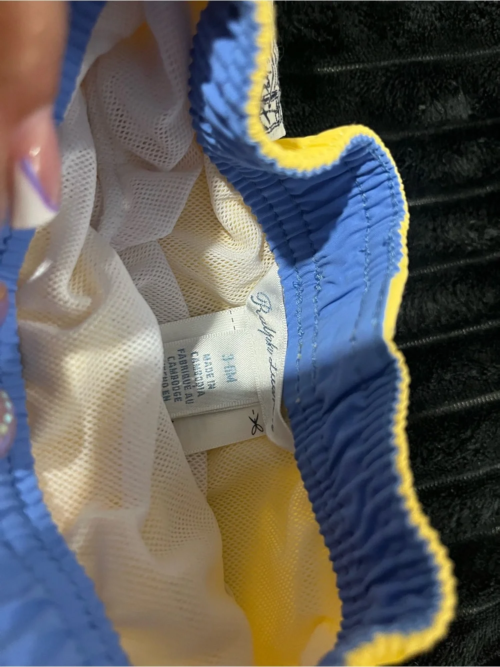 Ralph Lauren Pale Yellow Kids Swim Shorts with Blue Pony